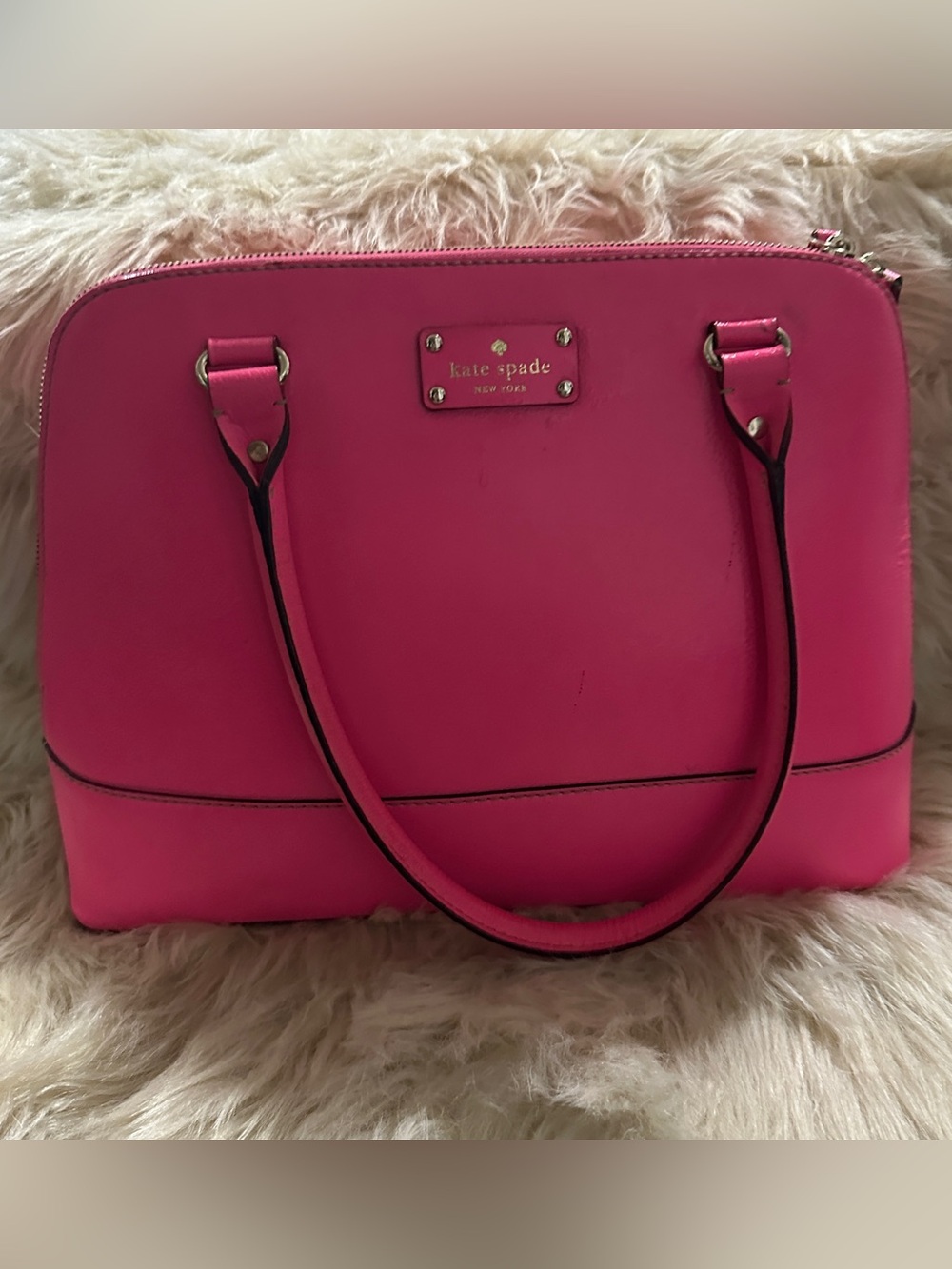 kate spade Bright Pink Leather Dome Tote